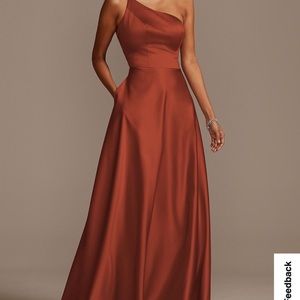 One Shoulder Satin A-Line Bridesmaid Dress